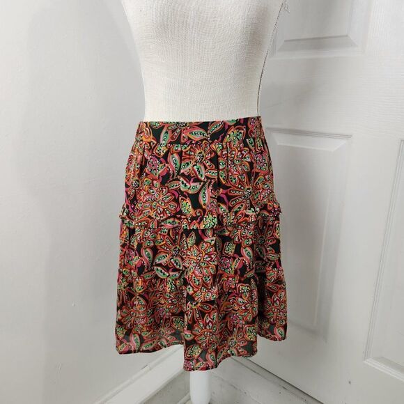 J. Crew Dresses & Skirts - J Crew Skirt Womens Extra Small Floral Tiered Ruffle Lined Knee Length Chiffon